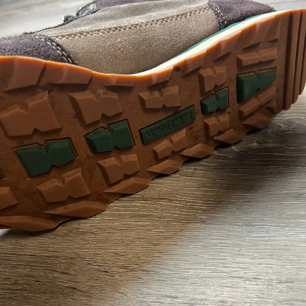 LL Bean Stonington Hiking Boots Mens 8.5 Brown Suede Mid Top D-Ring 507366